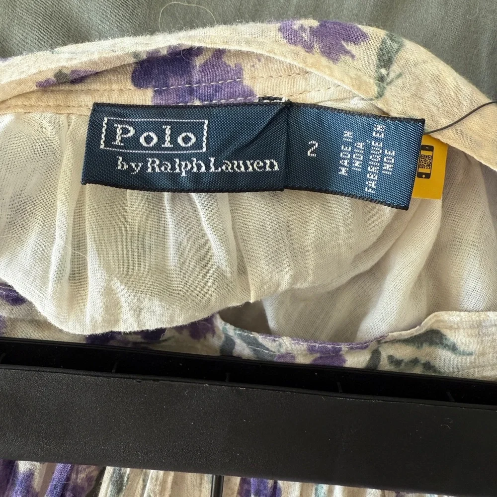 Polo Ralph Lauren Purple and Cream Floral A-Line Skirt - Picture 7 of 9